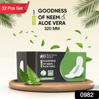 0982 Sanitary Pads For Women With Goodness Of Neem Aloe Vera Ultra Thin Leakage Protection Ph Balance With Antibacterial Anion Chip 5x More Absorbance (320 Mm 32 Pads)