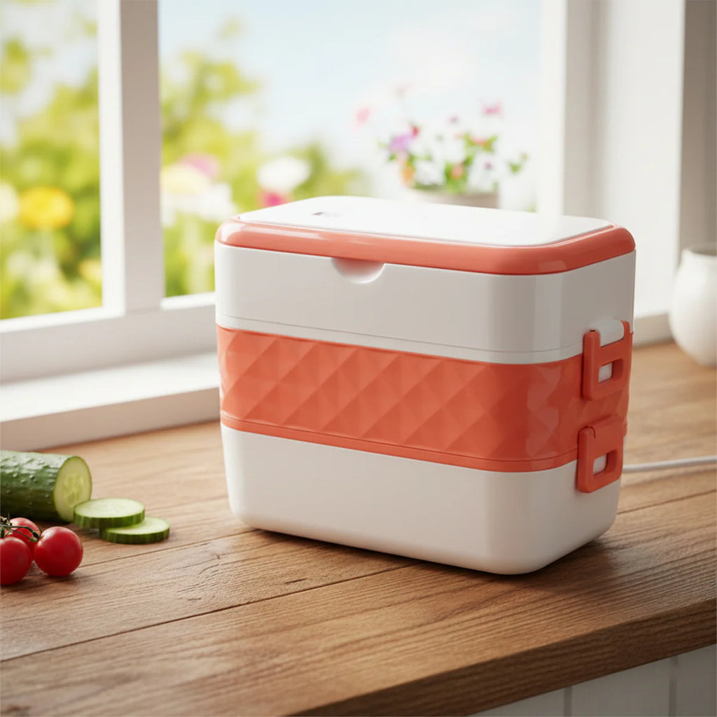 Electric Heated Lunch Box With Stainless Steel Inner Containers (1 Set)