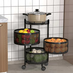 Metal Round High Quality Kitchen Trolley With Wheels (3 Layer 1 Pc) 75% OFF