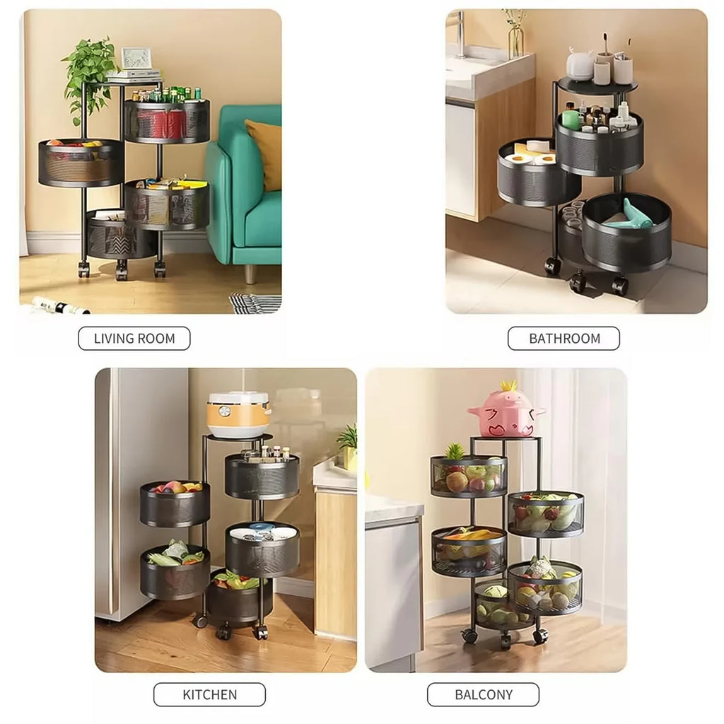 Metal Round High Quality Kitchen Trolley With Wheels (3 Layer 1 Pc) 75% OFF