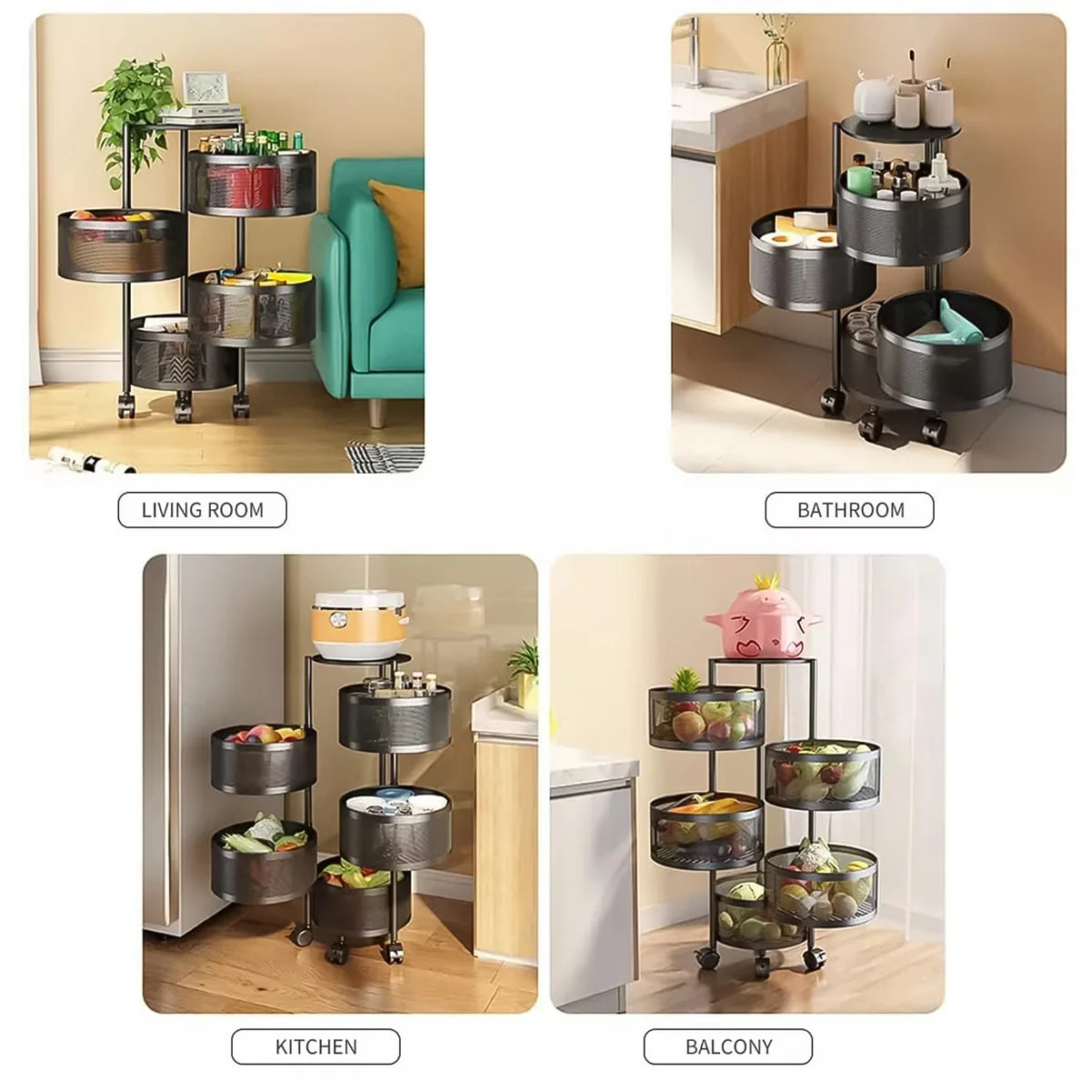Metal Round High Quality Kitchen Trolley With Wheels (3 Layer 1 Pc) 75% OFF